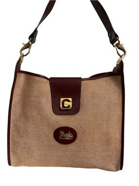 Celine Horse Carriage Canvas & Leather Shoulder Bag